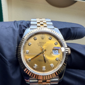 Rolex date just 2 tone diamonds
