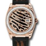 Rolex Pink Gold Datejust Royal Pink 36 Watch – Baguette Diamond Bezel – Black And Diamond Paved Dial – Galuchat – 116185 BBR