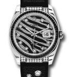 Rolex White Gold Datejust Royal Black 36 Watch – 60 Baguette Black Sapphires Bezel – Black And Diamond Paved Dial – Galuchat – 116199 SANR