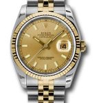 Rolex Steel and Yellow Gold Rolesor Datejust 36 Watch – Fluted Bezel – Champagne Index Dial – Jubilee Bracelet – 116233