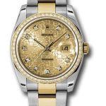 Rolex Steel and Yellow Gold Rolesor Datejust 36 Watch – 52 Diamond Bezel – Champagne Jubilee Diamond Dial – Oyster Bracelet – 116243 chjdo