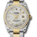 Rolex Steel and Yellow Gold Rolesor Datejust 36 Watch – 52 Diamond Bezel – Mother-Of-Pearl Diamond Dial – Oyster Bracelet – 116243
