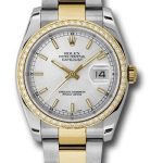 Rolex Steel and Yellow Gold Rolesor Datejust 36 Watch – 52 Diamond Bezel – Silver Index Dial – Oyster Bracelet – 116243