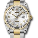 Rolex Steel and Yellow Gold Rolesor Datejust 36 Watch – 52 Diamond Bezel – Silver Jubilee Diamond Dial – Oyster Bracelet – 116243