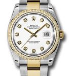 Rolex Steel and Yellow Gold Rolesor Datejust 36 Watch – 52 Diamond Bezel – White Diamond Dial – Oyster Bracelet – 116243