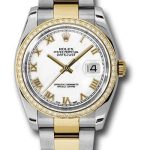 Rolex Steel and Yellow Gold Rolesor Datejust 36 Watch – 52 Diamond Bezel – White Roman Dial – Oyster Bracelet – 116243