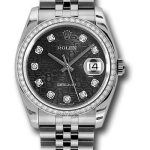 Rolex Steel and White Gold Datejust 36 Watch – 52 Diamond Bezel – Black Jubilee Diamond Dial – Jubilee Bracelet – 116244 bkjdj