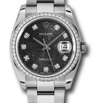 Rolex Steel and White Gold Datejust 36 Watch – 52 Diamond Bezel – Black Jubilee Diamond Dial – Oyster Bracelet – 116244 bkjdo