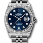 Rolex Steel and White Gold Datejust 36 Watch – 52 Diamond Bezel – Blue Diamond Dial – Jubilee Bracelet – 116244