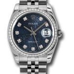 Rolex Steel and White Gold Datejust 36 Watch – 52 Diamond Bezel – Blue Jubilee Diamond Dial – Jubilee Bracelet – 116244 bljdj