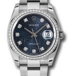 Rolex Steel and White Gold Datejust 36 Watch – 52 Diamond Bezel – Blue Jubilee Diamond Dial – Oyster Bracelet – 116244 bljdo