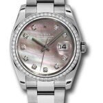 Rolex Steel and White Gold Datejust 36 Watch – 52 Diamond Bezel – Dark Mother-Of-Pearl Diamond Dial – Oyster Bracelet – 116244 dkmdo