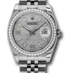 Rolex Steel and White Gold Datejust 36 Watch – 52 Diamond Bezel – Silver Wave Diamond 6 And 9 Arabic Dial – Jubilee Bracelet – 116244 swdaj