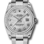 Rolex Steel and White Gold Datejust 36 Watch – 52 Diamond Bezel – Mother-Of-Pearl Diamond Dial – Oyster Bracelet – 116244