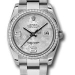 Rolex Steel and White Gold Datejust 36 Watch – 52 Diamond Bezel – Silver Floral Arabic Dial – Oyster Bracelet – 116244