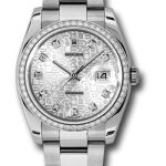 Rolex Steel and White Gold Datejust 36 Watch – 52 Diamond Bezel – Silver Jubilee Diamond Dial – Oyster Bracelet – 116244
