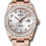 Rolex Everose Gold Datejust 36 Watch – Baguette Diamond Bezel – Silver Jublilee Diamond Dial – Oyster Bracelet – 116285BBR