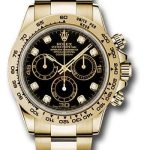 Rolex Yellow Gold Cosmograph Daytona 40 Watch – Black Diamond Dial – 116508