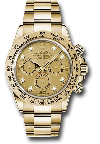 Rolex Yellow Gold Cosmograph Daytona 40 Watch – Champagne Diamond Dial – 116508
