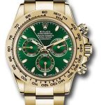Rolex Yellow Gold Cosmograph Daytona 40 Watch – Green Stick Dial – 116508