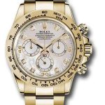 Rolex Yellow Gold Cosmograph Daytona 40 Watch – Mother-Of-Pearl Diamond Dial – 116508
