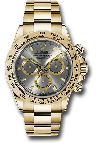 Rolex Yellow Gold Cosmograph Daytona 40 Watch – Steel Index Dial – 116508