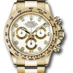Rolex Yellow Gold Cosmograph Daytona 40 Watch – White Diamond Dial – 116508