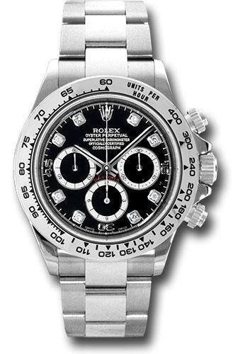 Rolex White Gold Cosmograph Daytona 40 Watch – Black Diamond Dial – 116509
