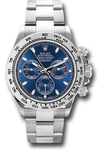 Rolex White Gold Cosmograph Daytona 40 Watch – Blue Index Dial – 116509