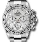 Rolex White Gold Cosmograph Daytona 40 Watch – White Mother-Of-Pearl Diamond Dial – 116509