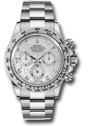 Rolex White Gold Cosmograph Daytona 40 Watch – White Mother-Of-Pearl Diamond Dial – 116509