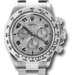 Rolex White Gold Cosmograph Daytona 40 Watch – Pave Diamond Arabic Dial – 116509