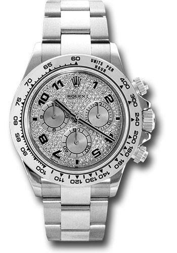 Rolex White Gold Cosmograph Daytona 40 Watch – Pave Diamond Arabic Dial – 116509