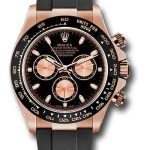 Rolex Everose Gold Cosmograph Daytona 40 Watch – Black Index Dial – Black Oysterflex Strap – 116515LN bkpof