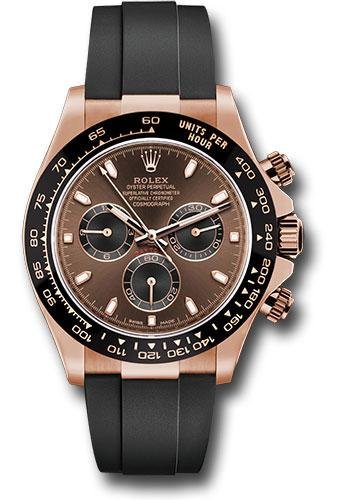 Rolex Everose Gold Cosmograph Daytona 40 Watch – Chocolate Index Dial – Black Oysterflex Strap – 116515LN chobkof