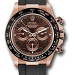 Rolex Everose Gold Cosmograph Daytona 40 Watch – Chocolate Arabic Dial – Black Oysterflex Strap – 116515LN choof