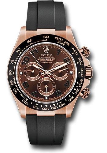 Rolex Everose Gold Cosmograph Daytona 40 Watch – Chocolate Arabic Dial – Black Oysterflex Strap – 116515LN choof