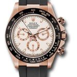 Rolex Everose Gold Cosmograph Daytona 40 Watch – Ivory Colored Index Dial – Black Oysterflex Strap – 116515LN