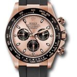 Rolex Everose Gold Cosmograph Daytona 40 Watch – Pink Index Dial – Black Oysterflex Strap – 116515LN pbkof