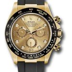 Rolex Yellow Gold Cosmograph Daytona 40 Watch – Champagne Diamond Dial – Black Oysterflex Strap – 116518LN chdof