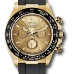 Rolex Yellow Gold Cosmograph Daytona 40 Watch – Champagne Index Dial – Black Oysterflex Strap – 116518LN