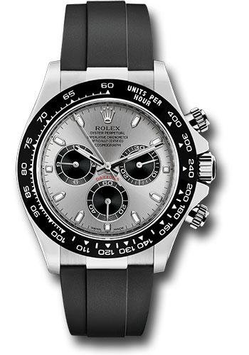 Rolex White Gold Cosmograph Daytona 40 Watch – Steel Index Dial – Black Oysterflex Strap – 116519LN stbkof