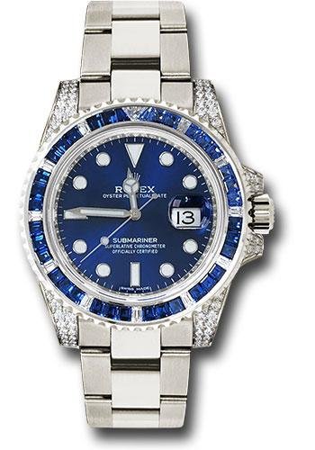 Rolex White Gold Submariner Date Watch – Sapphire And Diamond Bezel – Blue Dial – 116659 SABR
