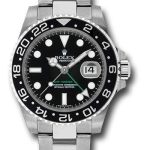 Rolex Steel GMT-Master II 40 Watch – Black Bezel – Black Dial – Oyster Bracelet – 116710LN