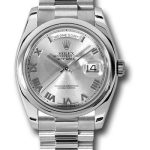 Rolex Platinum Day-Date 36 Watch – Domed Bezel – Rhodium Roman Dial – President Bracelet – 118206