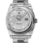 Rolex Platinum Day-Date 36 Watch – Domed Bezel – Silver Index Dial – President Bracelet – 118206
