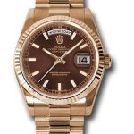 Rolex Everose Gold Day-Date 36 Watch – Fluted Bezel – Chocolate Index Dial – President Bracelet – 118235 choip