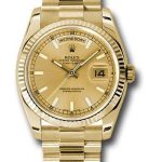 Rolex Yellow Gold Day-Date 36 Watch – Fluted Bezel – Champagne Index Dial – President Bracelet – 118238