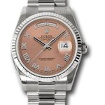 Rolex White Gold Day-Date 36 Watch – Fluted Bezel – Copper Roman Dial – President Bracelet – 118239