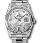 Rolex Platinum Day-Date 36 Watch – Domed Bezel – Mother-Of-Pearl Diamond Dial – President Bracelet – 118296